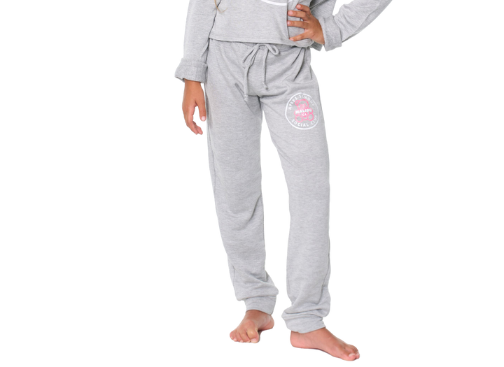 Girl's (8-14) Butter Fleece Sweatpants with "APRES SCHOOL SOCIAL CLUB TEDDY BEAR" Screen
