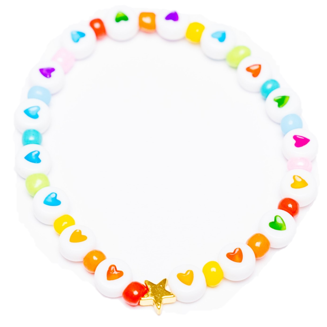 Rainbow Hearts Beaded Bracelet