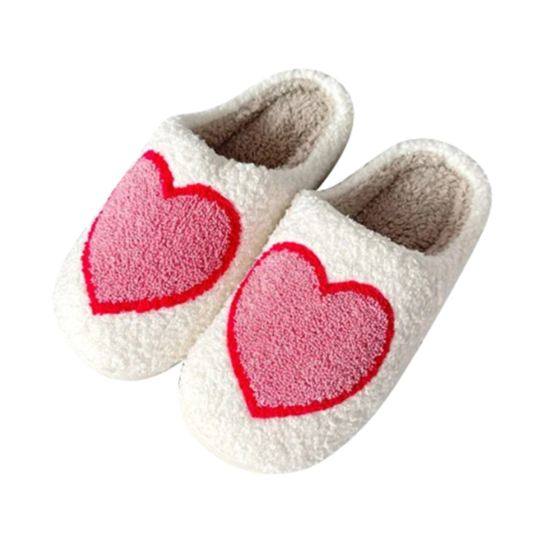 Girl's (10-14) Plush Slippers with a Red Heart