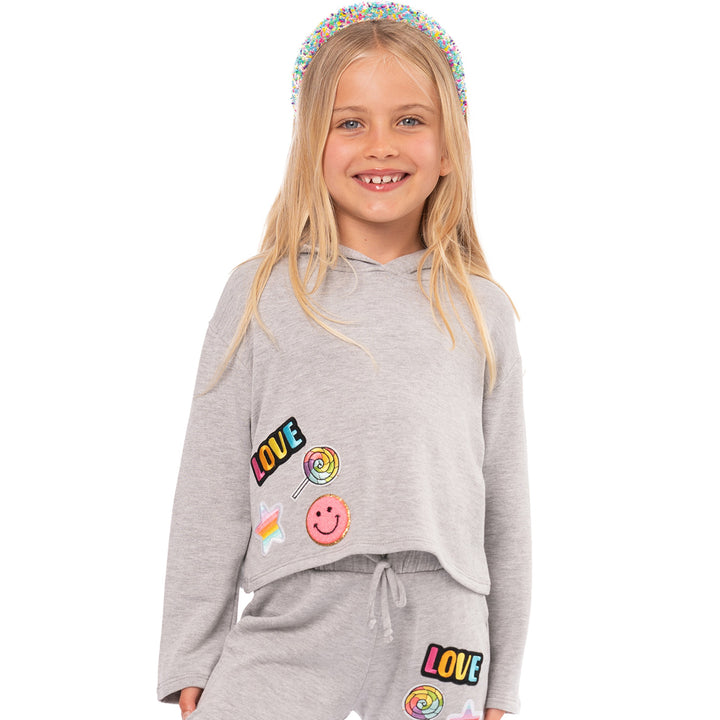 Girl's (8-14) Butter Fleece Hooded Sweatshirt with Assorted Patches