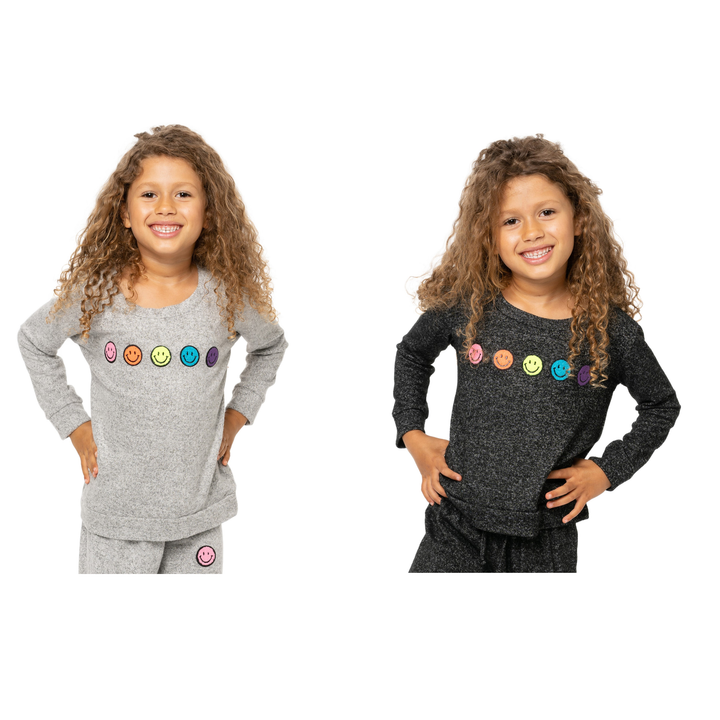 Little Girl's (4-6x) Hacci Sweatshirt with Baby Happy Face Patches