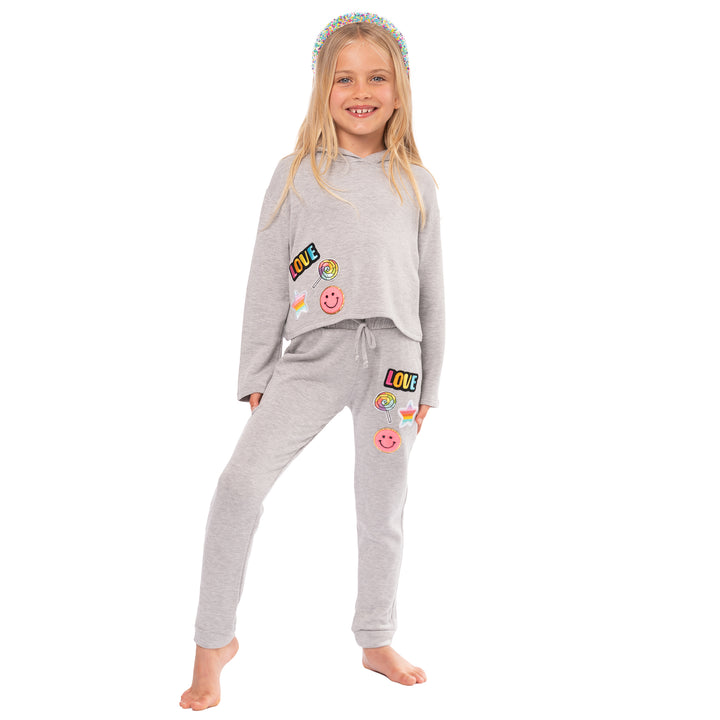 Girl's (8-14) Butter Fleece Hooded Sweatshirt with Assorted Patches