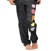 Girl's (8-14) Hacci Sweatpants with Glitter Chenille Patches