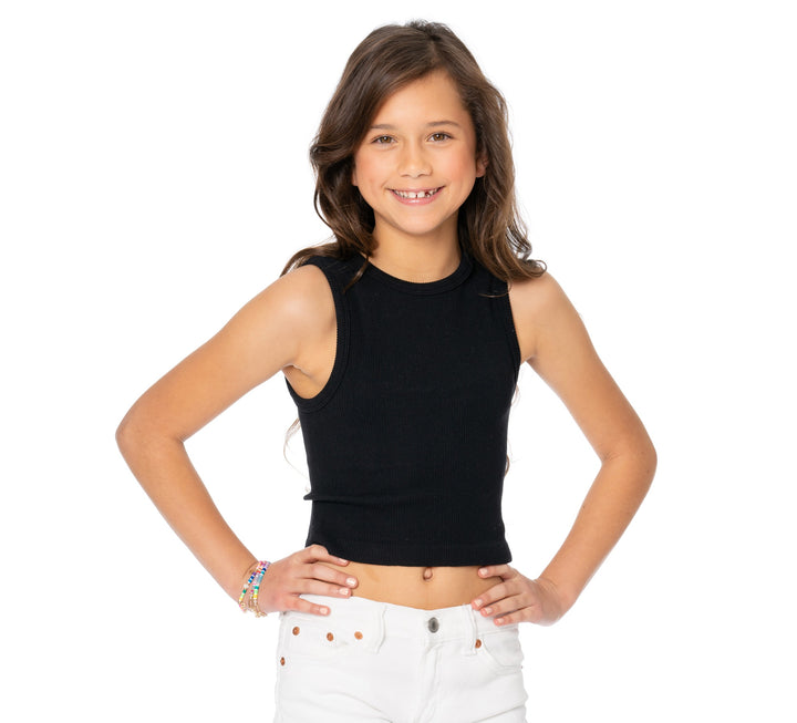Girl's (8-12) One Size Ribbed Crop Tank Top
