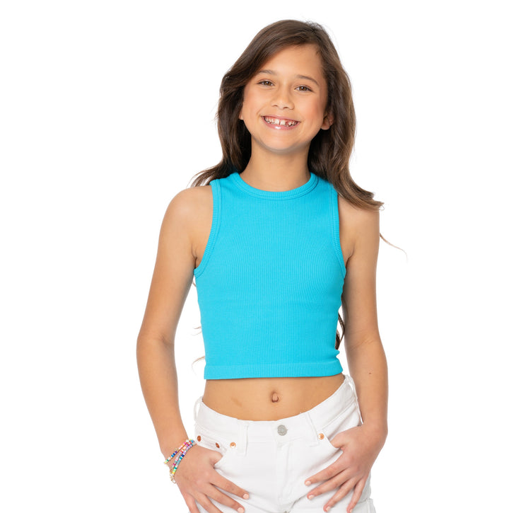 Girl's (8-12) One Size Ribbed Crop Tank Top
