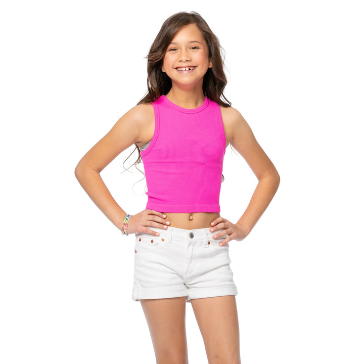 Girl's (8-12) One Size Ribbed Crop Tank Top