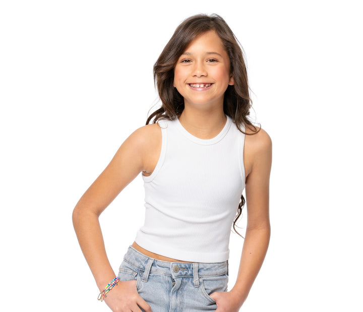 Girl's (8-12) One Size Ribbed Crop Tank Top