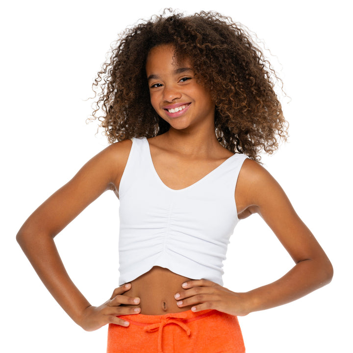 Girl's (10-14) V-Neck Tank Top with Front Ruching