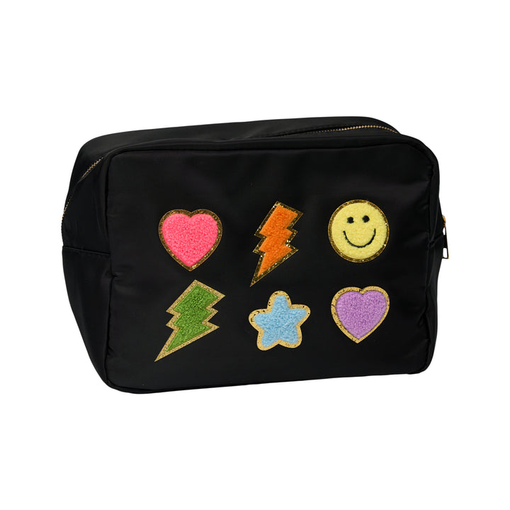 Nylon Pouches with Assorted Patches - Black