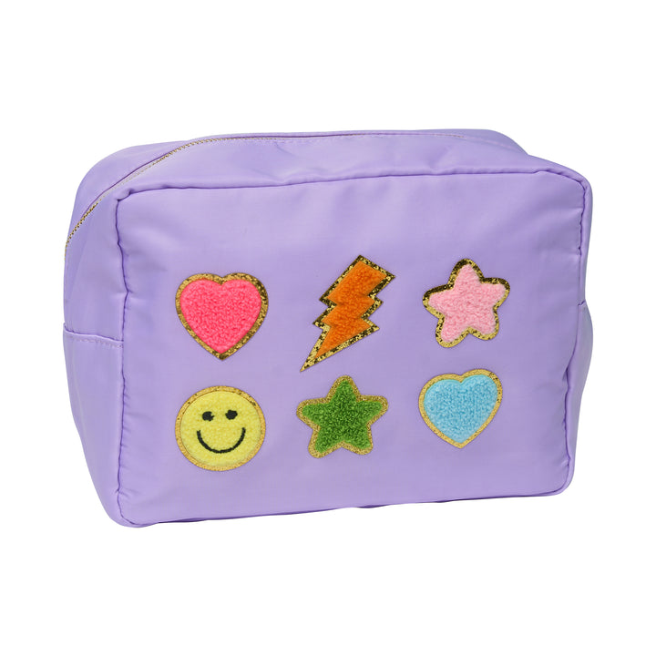 Nylon Pouches with Assorted Patches - Lavender