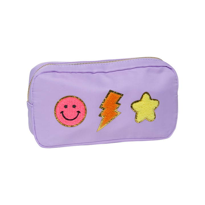 Nylon Pouches with Assorted Patches - Lavender
