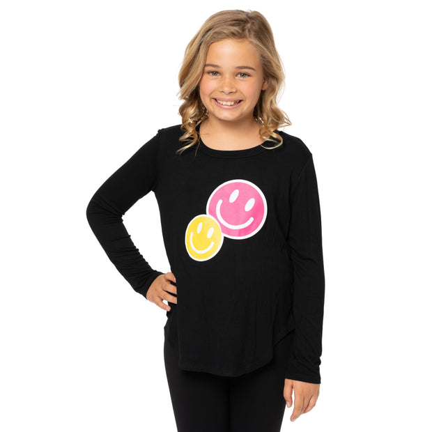Girl's (8-14) Long Sleeve Tunic with Overlapping Happy Faces screen