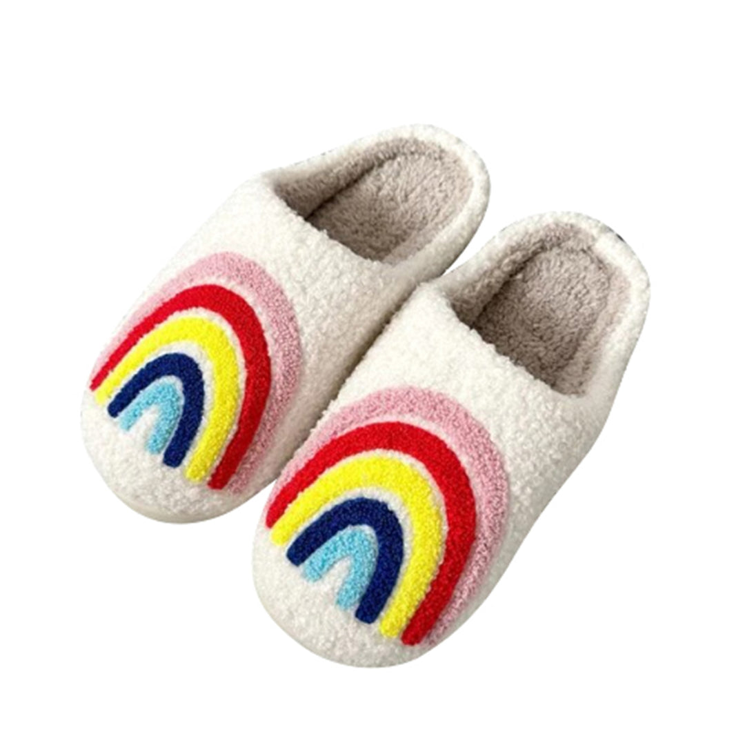 Girl's (10-14) Plush Slippers with a Rainbow