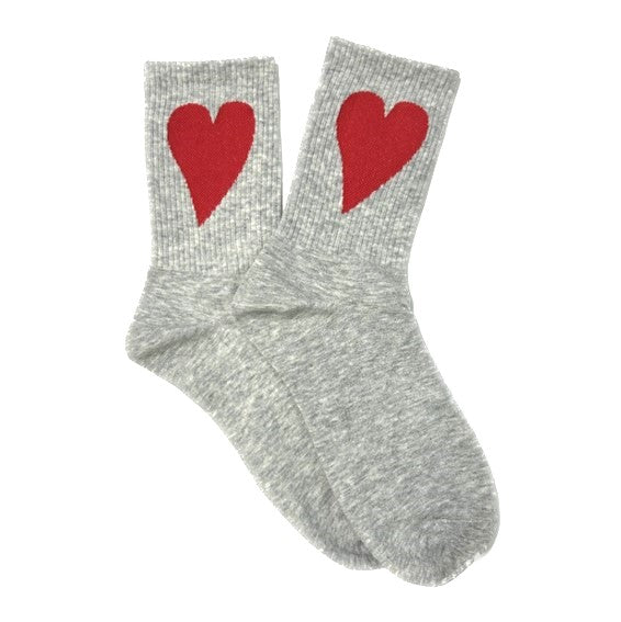 Solid Color with Heart Design Socks