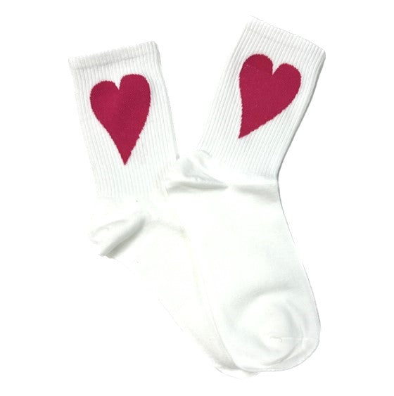 Solid Color with Heart Design Socks