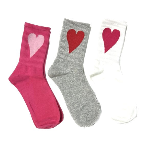 Solid Color with Heart Design Socks