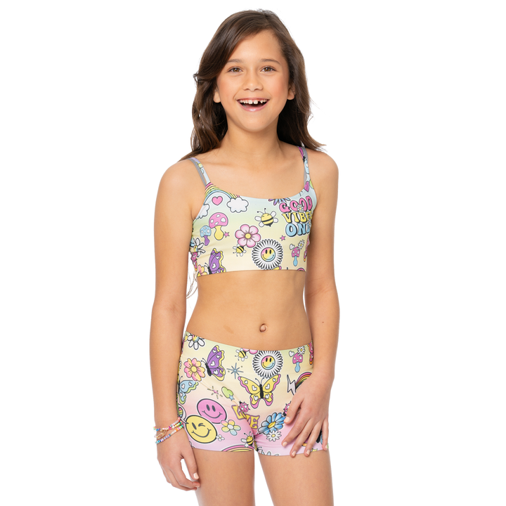 Girl's (7-10) Spring Scattered Icons Boy Shorts