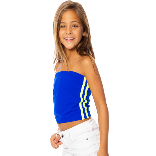 Girl's (8-14) Long Tube Tops with Contrast Side Stripes