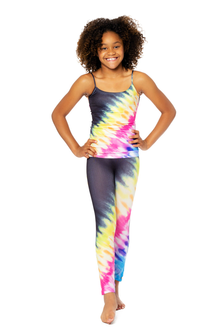 Girl's (7-10) Diagonal Tie Dye Print Full Cami