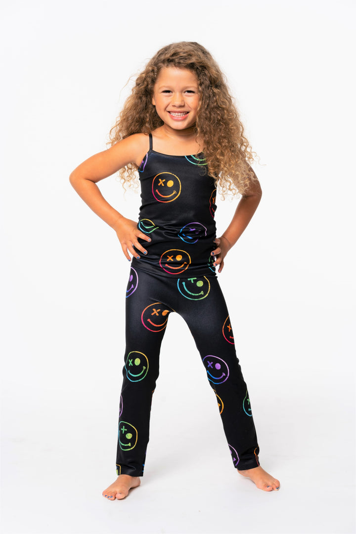 Little Girl's (4-7) Black with Ombre Happy Faces Leggings