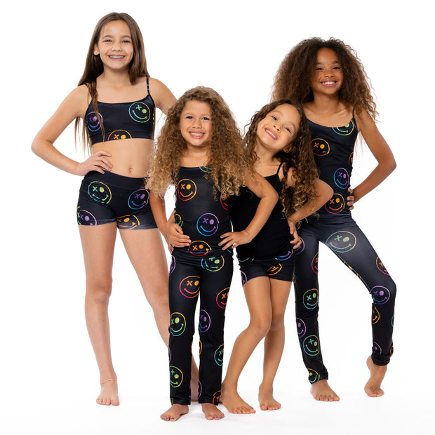 Little Girl's (4-6x) Black with Ombre Happy Faces Leggings