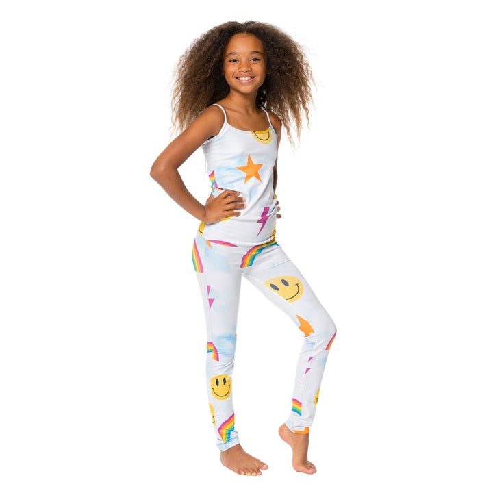 Girl's (7-10) Cloud Tie Dye with Icons Leggings