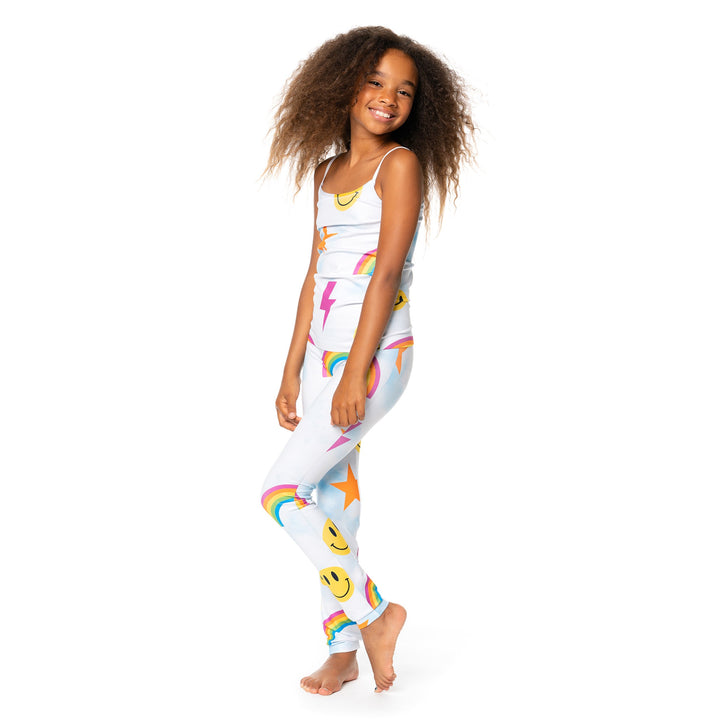 Girl's (7-10) Cloud Tie Dye with Icons Leggings