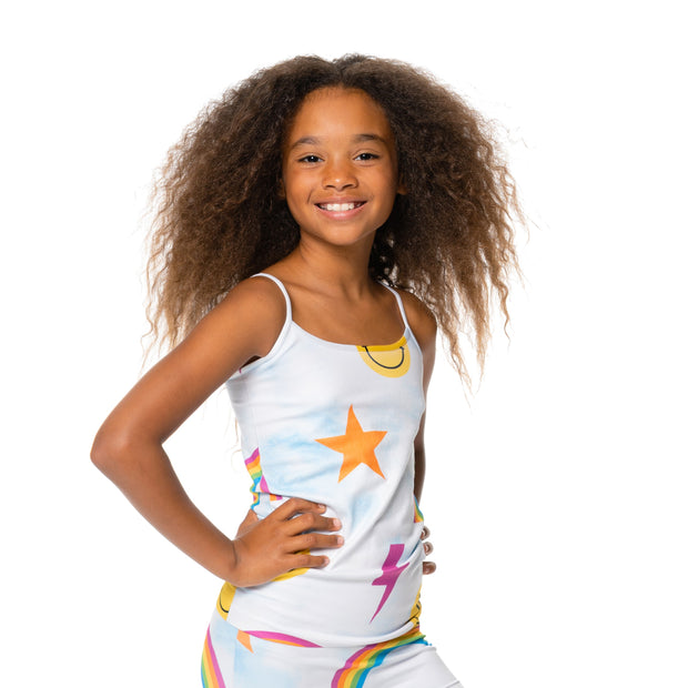 Girl's (7-12) Cloud Tie Dye with Icons Full Cami