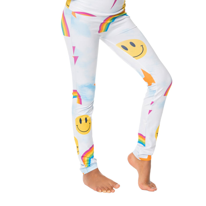 Girl's (7-10) Cloud Tie Dye with Icons Leggings