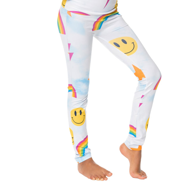 Girl's (7-10) Cloud Tie Dye with Icons Leggings