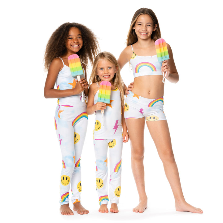 Girl's (7-10) Cloud Tie Dye with Icons Leggings