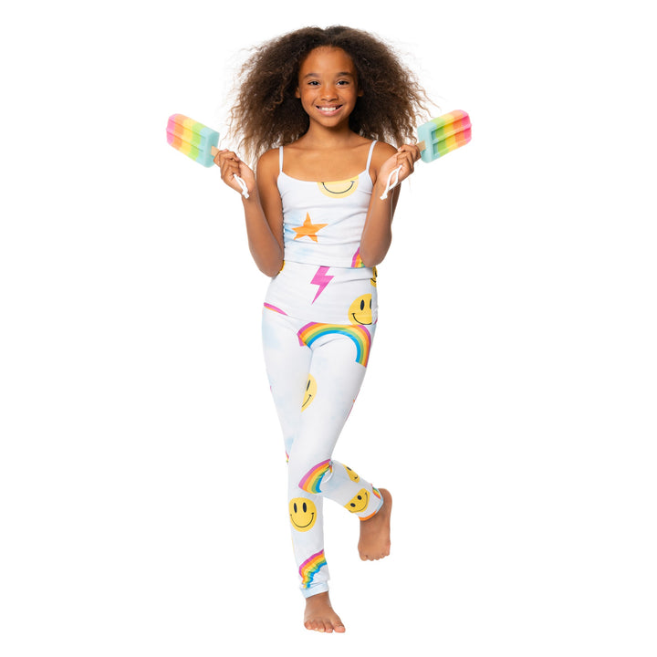 Girl's (7-10) Cloud Tie Dye with Icons Leggings
