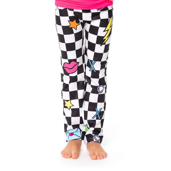 Little Girl's (4-7) Black & White Checkered with Icons Leggings