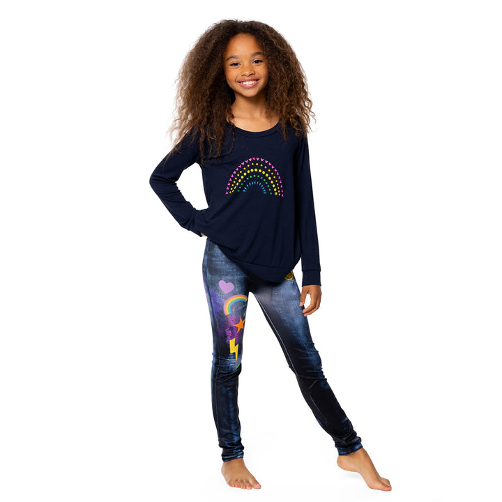 Girl's (8-14) Sweatshirt Tee with Rainbow of Icons screen