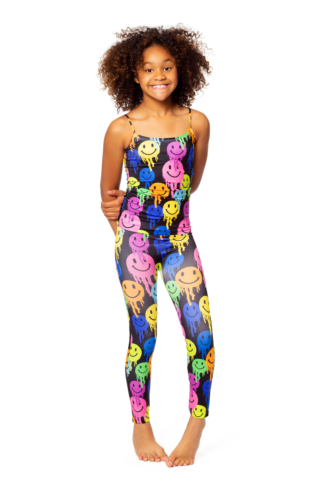 Girl's (7-10) Drippy Happy Faces Print Full Cami