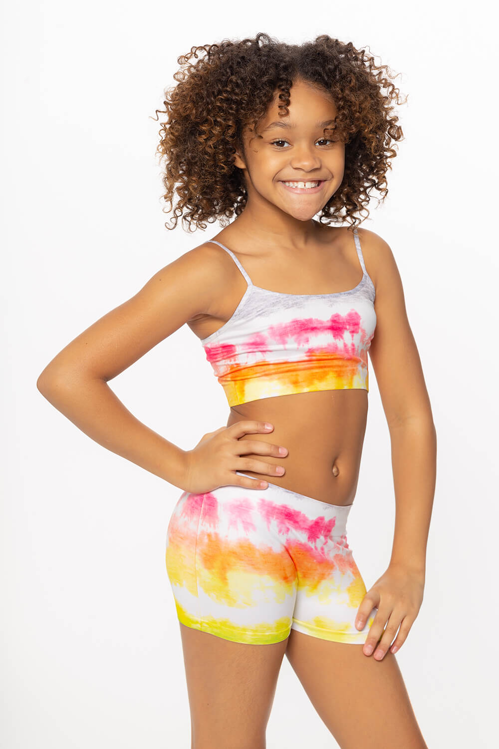 Girl's (7-10) Heather Gray Tie Dye Print Girls Boy Shorts