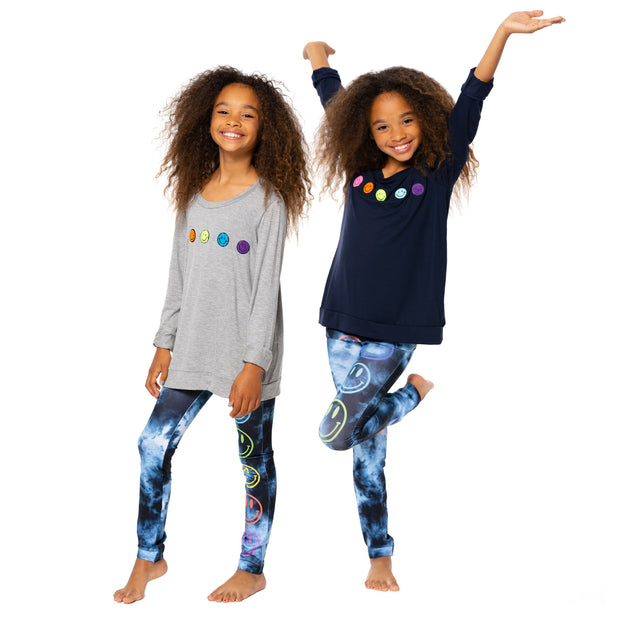 Girl's (8-14) Sweatshirt Tee with Baby Chenille Happy Faces Patches