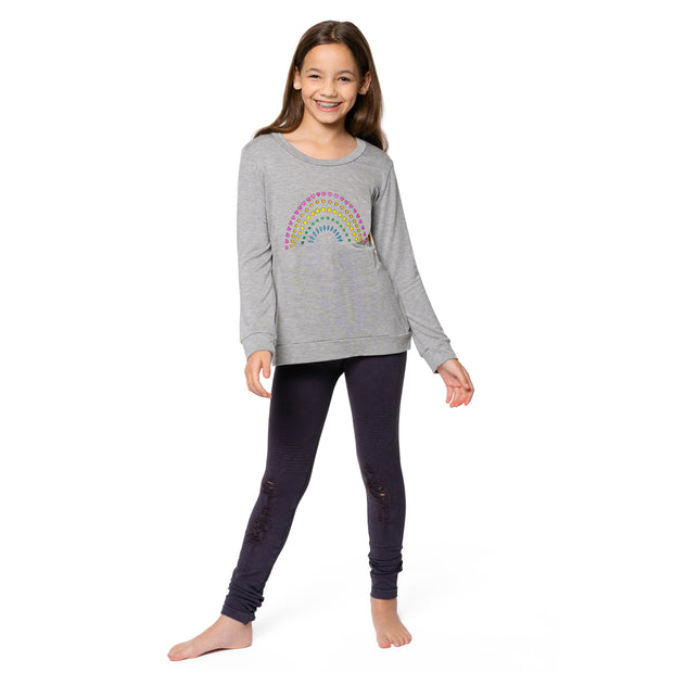 Girl's (8-14) Sweatshirt Tee with Rainbow of Icons screen