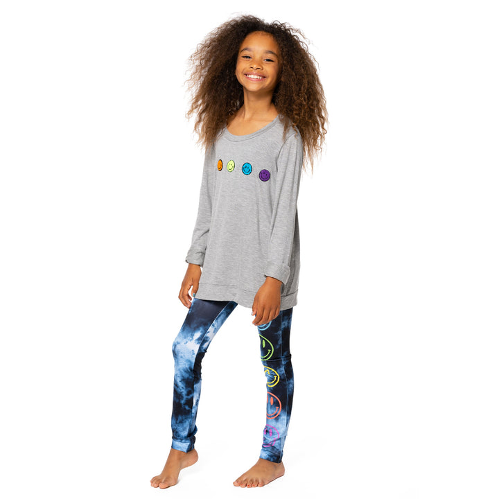 Girl's (8-14) Sweatshirt Tee with Baby Chenille Happy Faces Patches