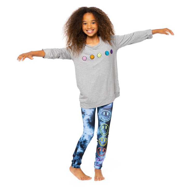 Girl's (8-14) Sweatshirt Tee with Baby Chenille Happy Faces Patches