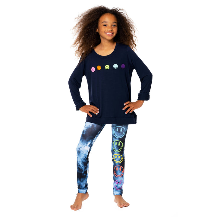 Girl's (8-14) Sweatshirt Tee with Baby Chenille Happy Faces Patches