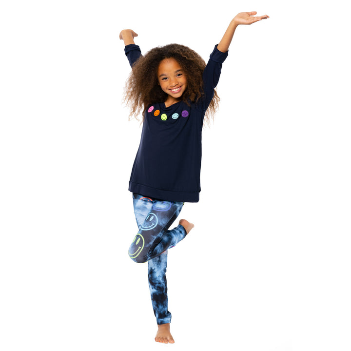 Girl's (8-14) Sweatshirt Tee with Baby Chenille Happy Faces Patches