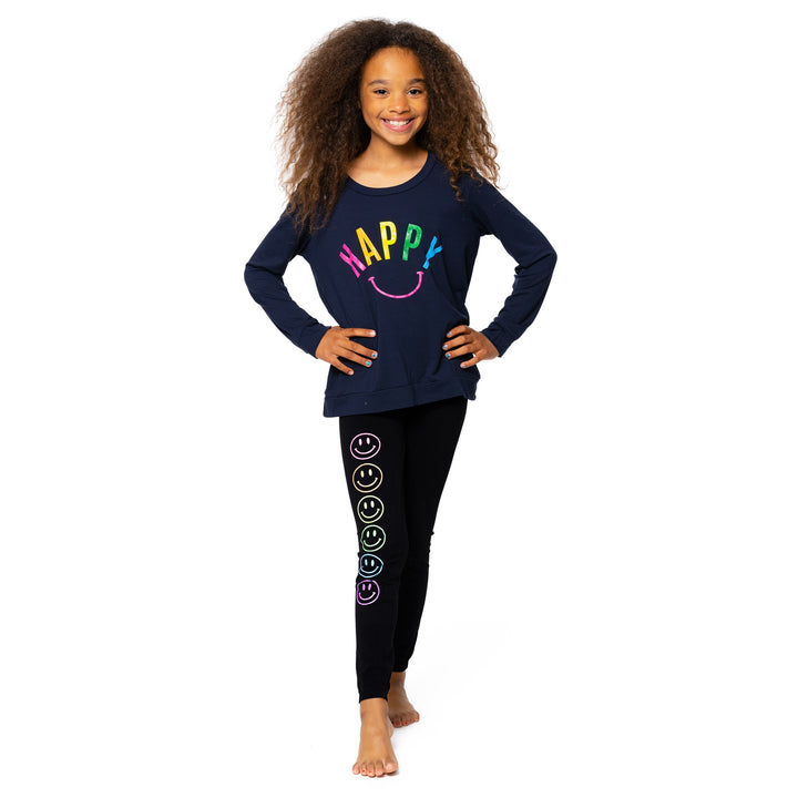 Girl's (8-14) Sweatshirt Tee with HAPPY screen