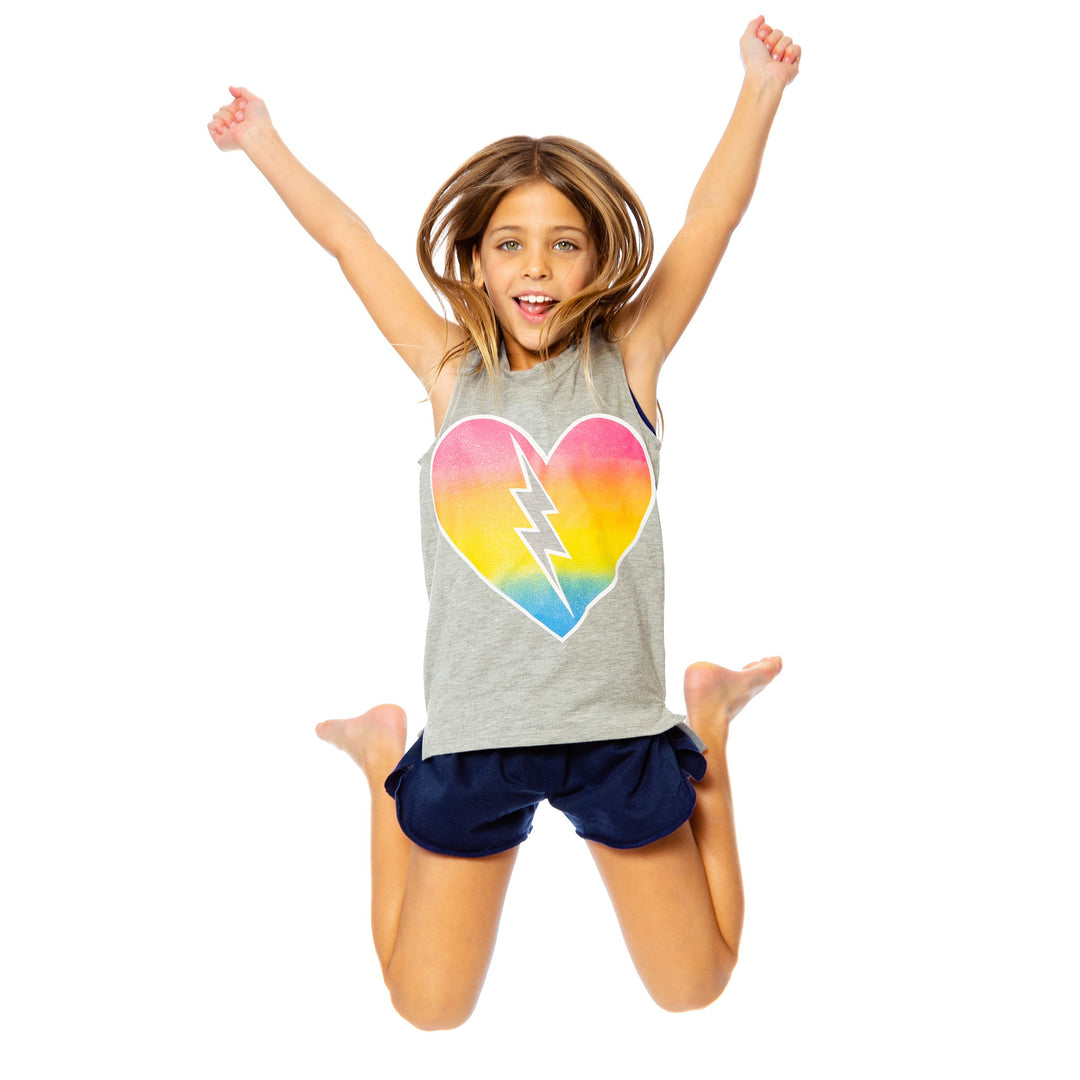 Girls (8-14) Sleeveless T-Shirt with Ombre Heart screen