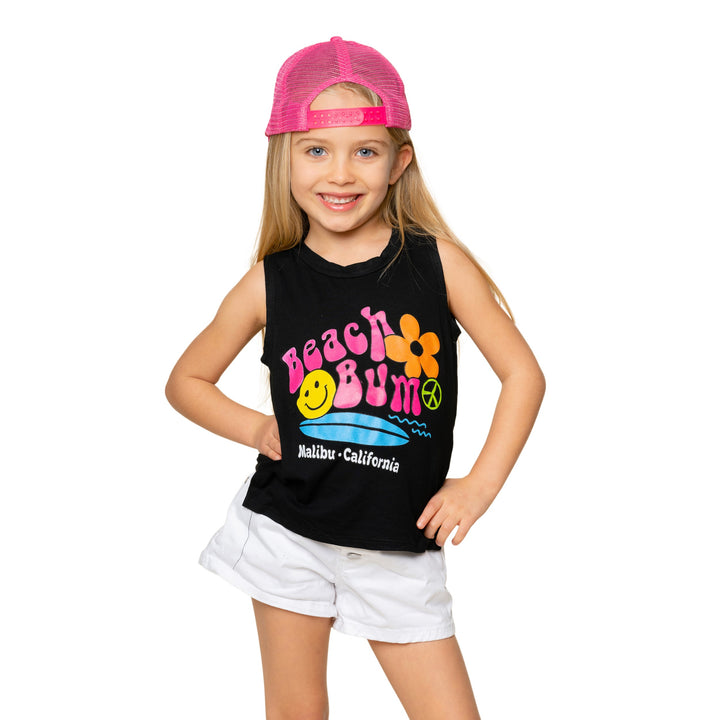 Girls (8-14) Sleeveless T-Shirt with Beach Bum Screen