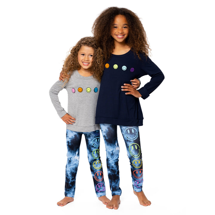 Little Girl's Sweatshirt Tee with Baby Chenille Happy Faces Patches