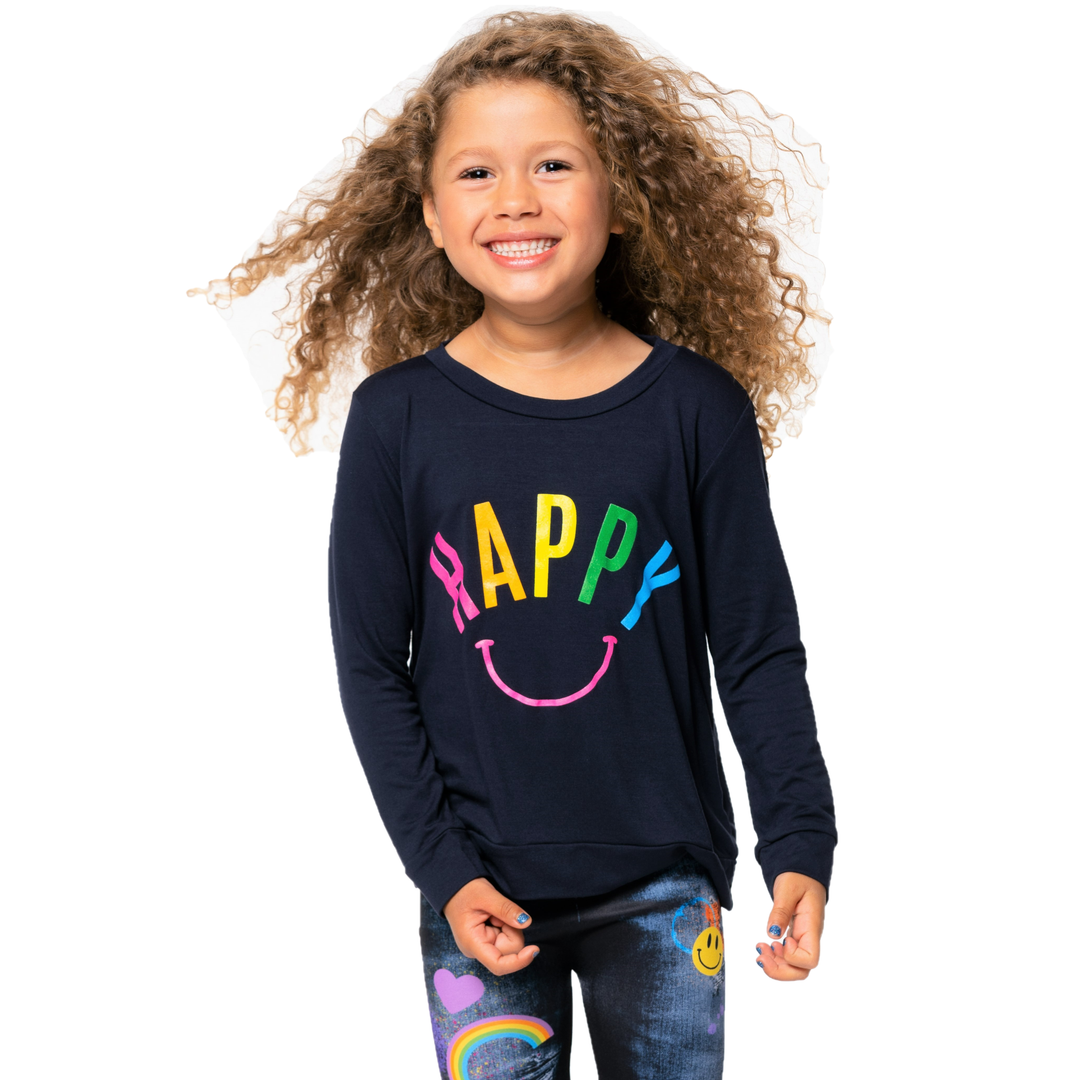 Little Girl's Sweatshirt Tee with Happy Screen