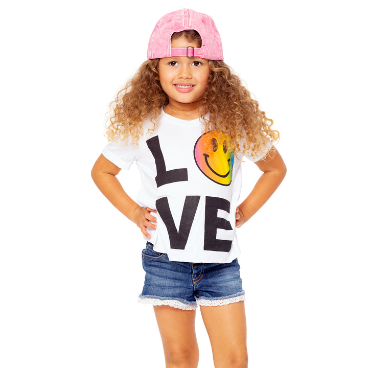 Little Girls (4-6x) Short Sleeve T-Shirt with LOVE with Ombre Happy Face screen