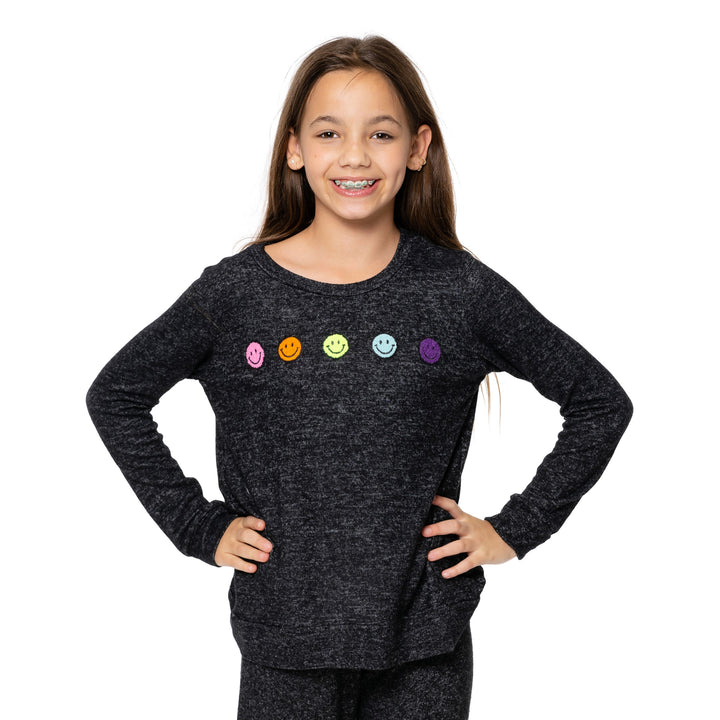 Girl's (8-14) Hacci Sweatshirt with Baby Chenille Patches