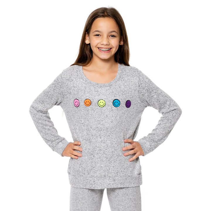 Girl's (8-14) Hacci Sweatshirt with Baby Chenille Patches